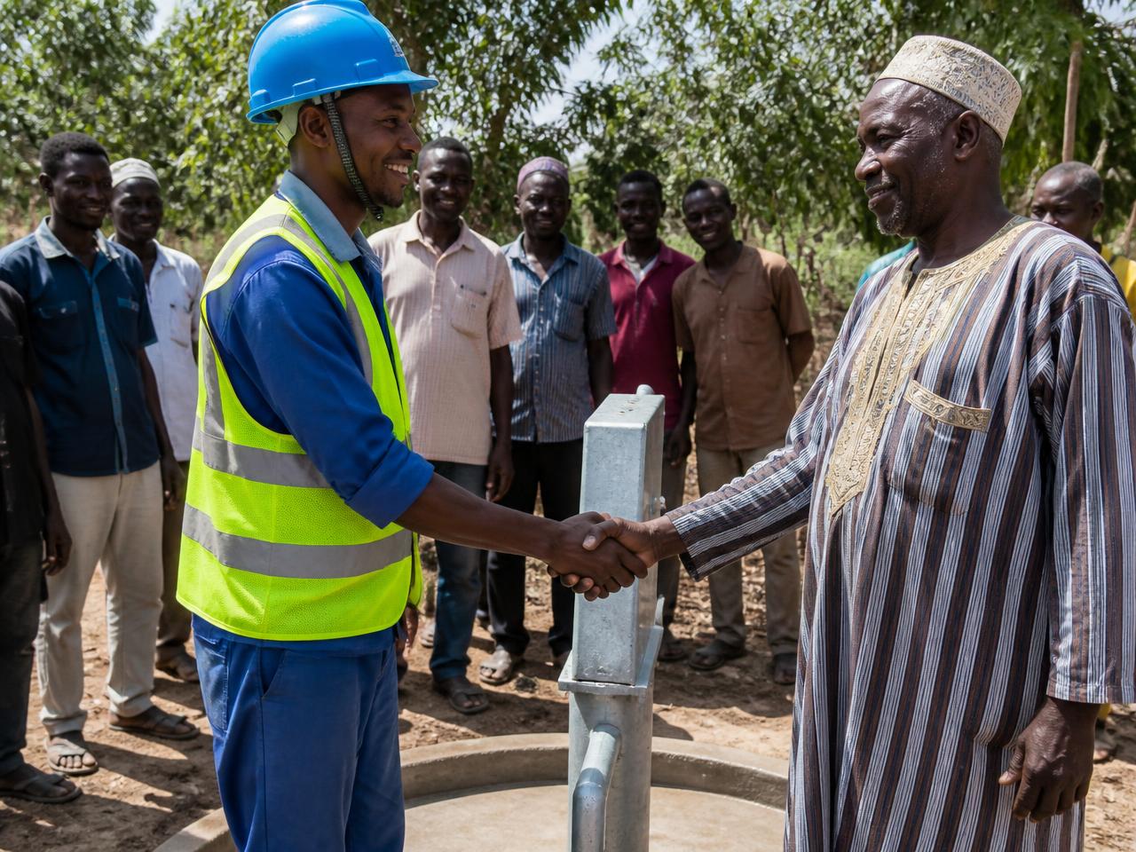 A handover at a completed community water project